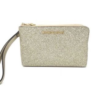 Michael Kors glitter jet set double wristlet NWT